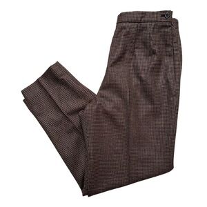 Vintage Talbots Women’s Sz 10 Pleated Brown Wool Houndstooth Trouser Pant